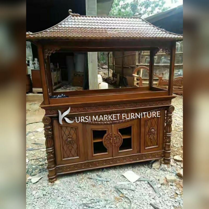 Bufet aquarium ikan hias arwana super mewah full ukir asli jepara kabinet aquarium ikan hias jati