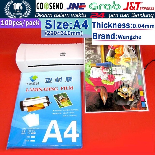 

100pcs / Pack Film Laminating Plastik Ukuran A4 PET EVA