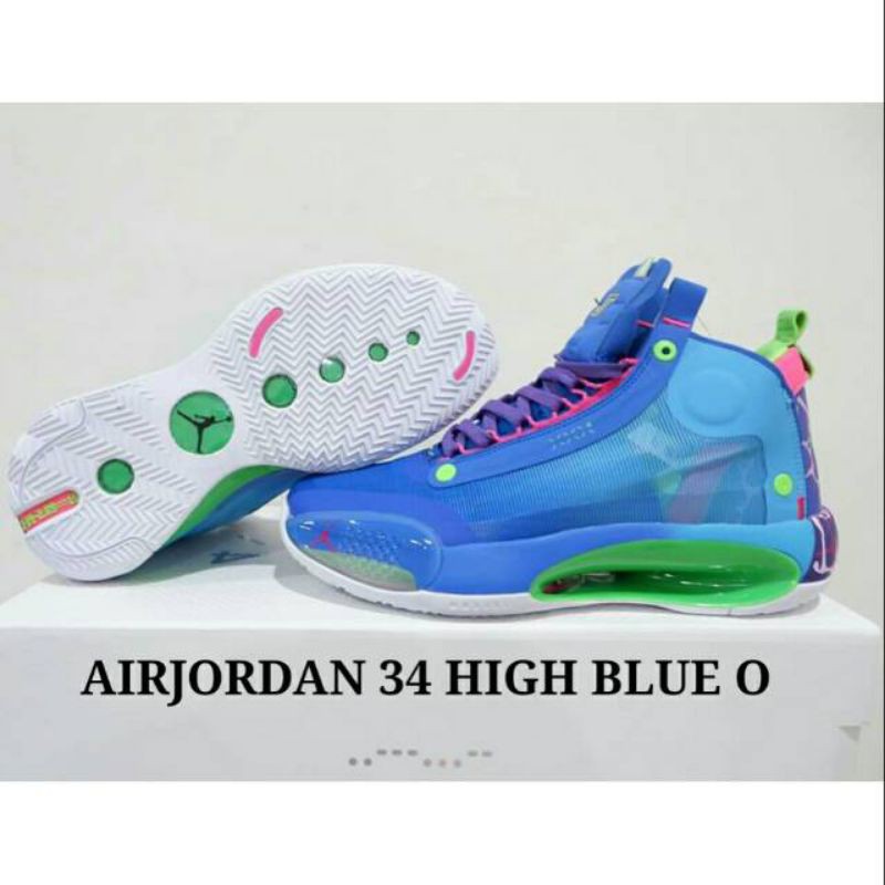 Sepatu Basket Jordan 34 High Blue O