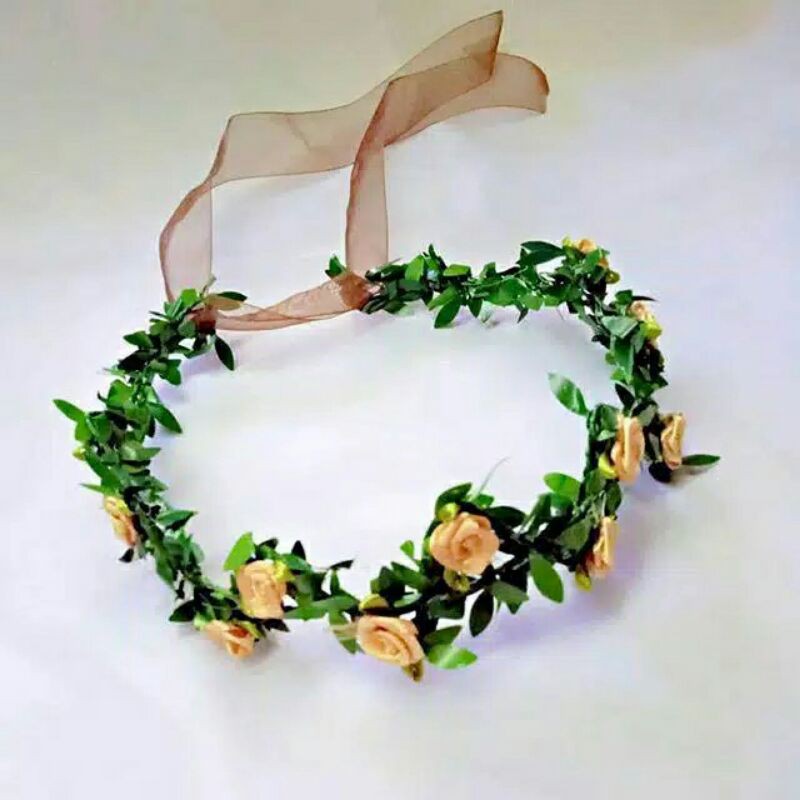 Flowercrown - simple flower crown / Mahkota bunga / bandana / headpiece / Crown pengantin