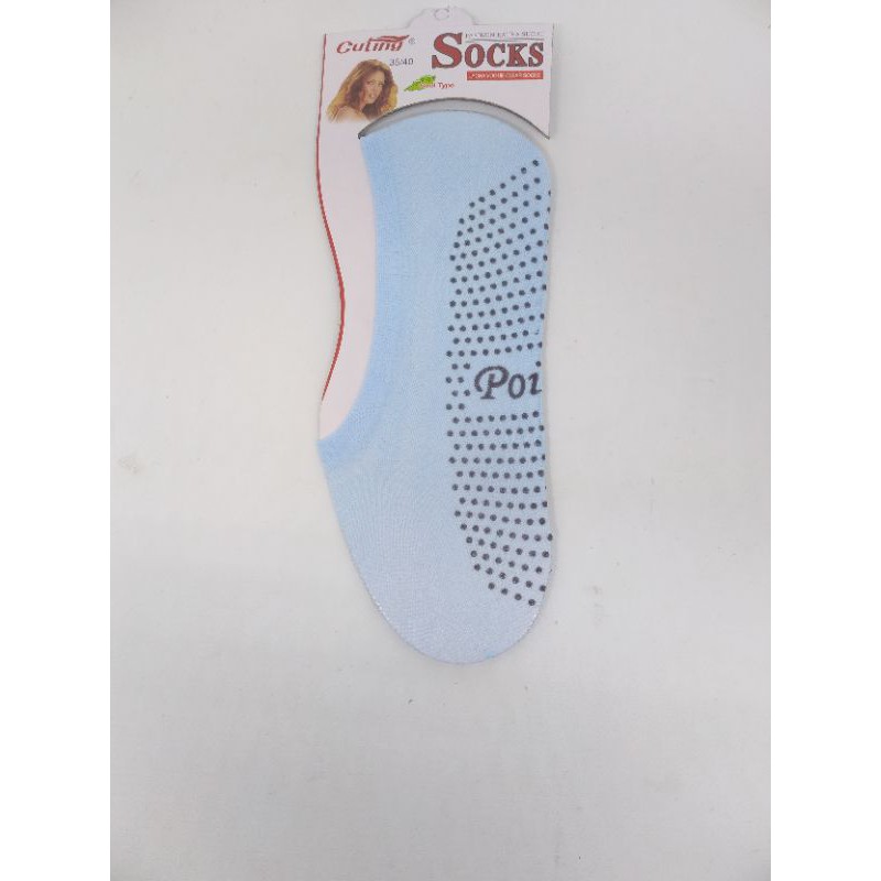 kaos kaki pendek Balet telapak Hidden socks wanita dewasa anti slip kaos kaki invisible warna warni murah terlaris-Biru muda