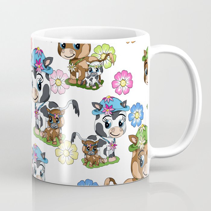 Gelas Cangkir Lucu Sapi dan Bunga