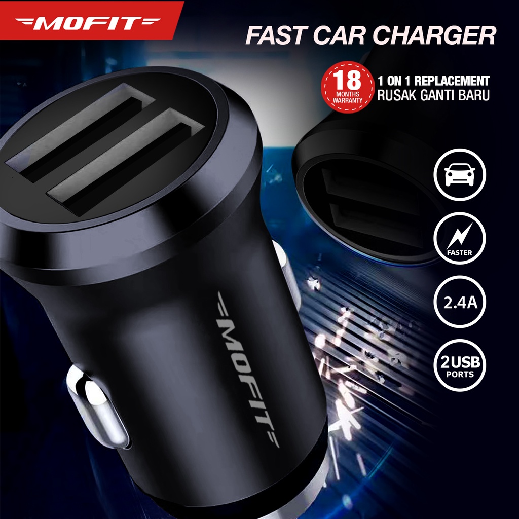 Mofit F10 - Dual USB 2.4A Car Charge Fast Charging 24watt