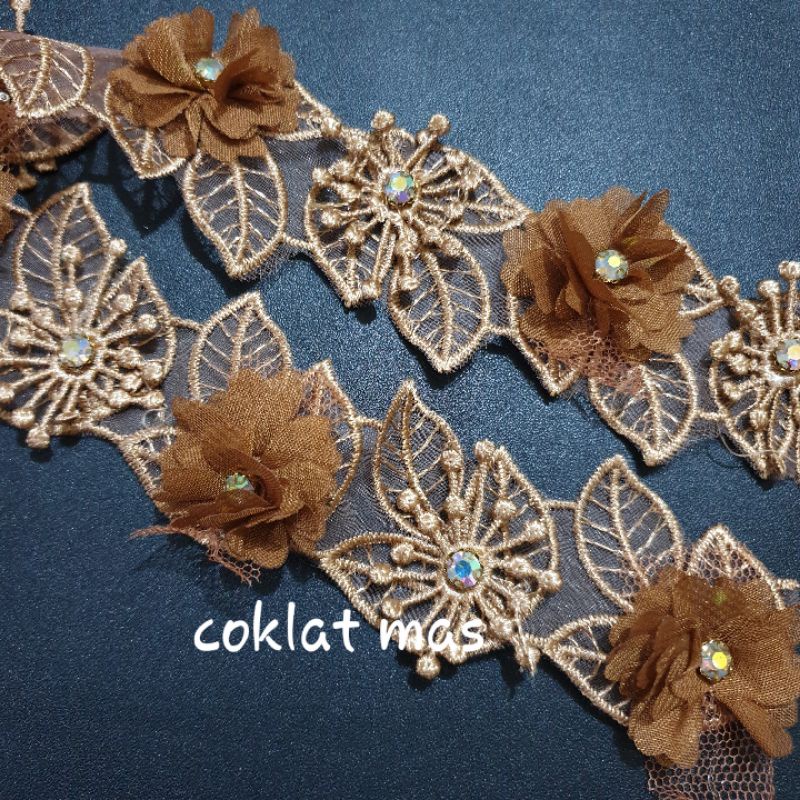 Renda Organdi Daun Kombinasi PER 10 dan 20 kembang atau 5 dan 10 pasang