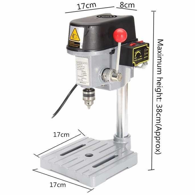 Mesin Bor Duduk Mini Drill Press 0.6-6.5mm 340W 16000RPM - Silver