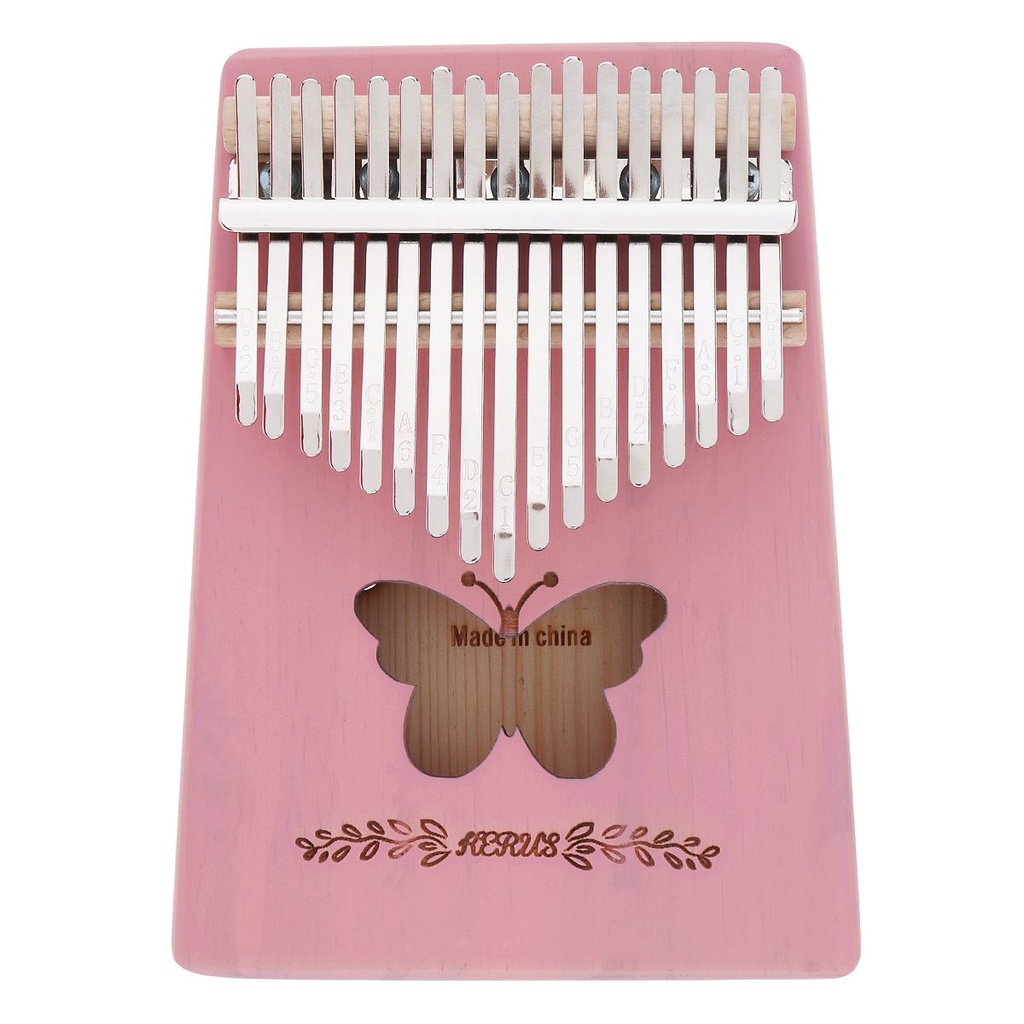 Kalimba Piano Jempol 17 Kunci Bahan Kayu Pinus Dengan Lubang Suara Butterfly Mbira Untuk Hadiah