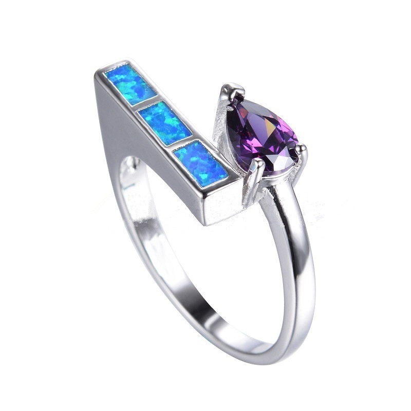 New European and American fashion women's ring cross-border long love opal ring