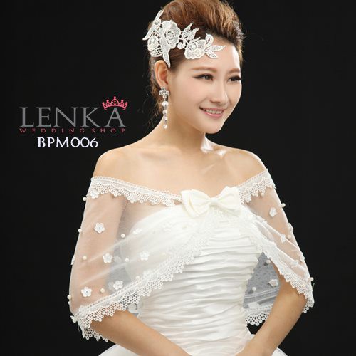 [PRODUK FAVORIT] AKSESORIS BOLERO LACE PESTA PENGANTIN PUTIH WANITA BPM006