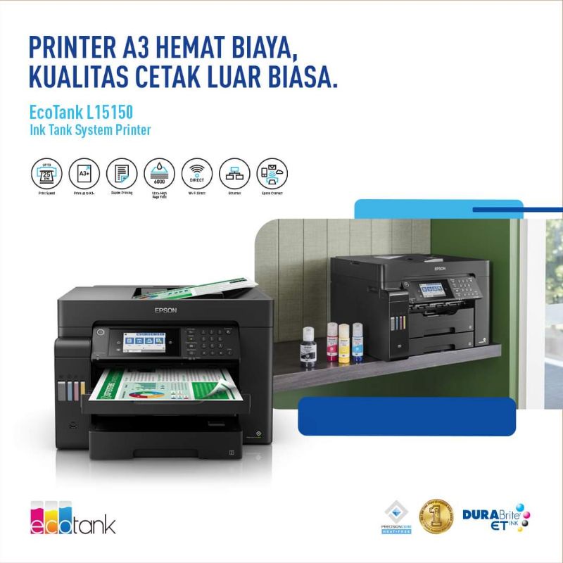 TKDN Printer Epson L15150 EcoTank A3 All In One / Print Scan Copy Wi-Fi Duplex LAN Fax With ADF