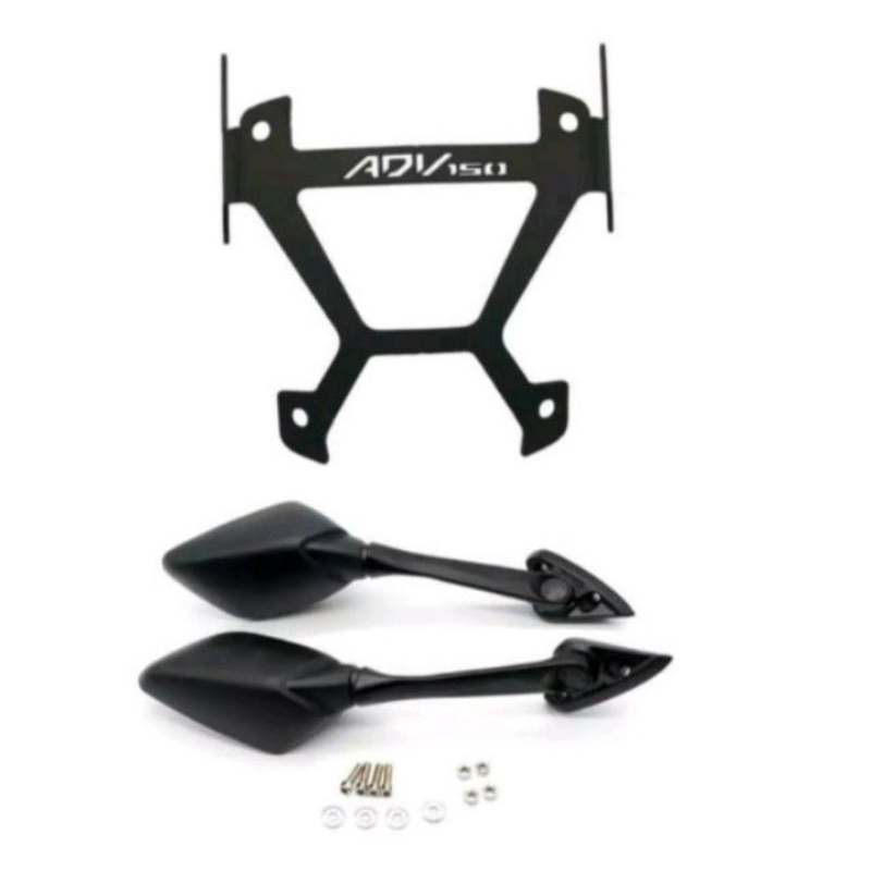 BREKET SERPO SET+BAUT ANTI CEBOL+SPION R25 TANGKAI PANJANG CARBON(PNP ADV150)