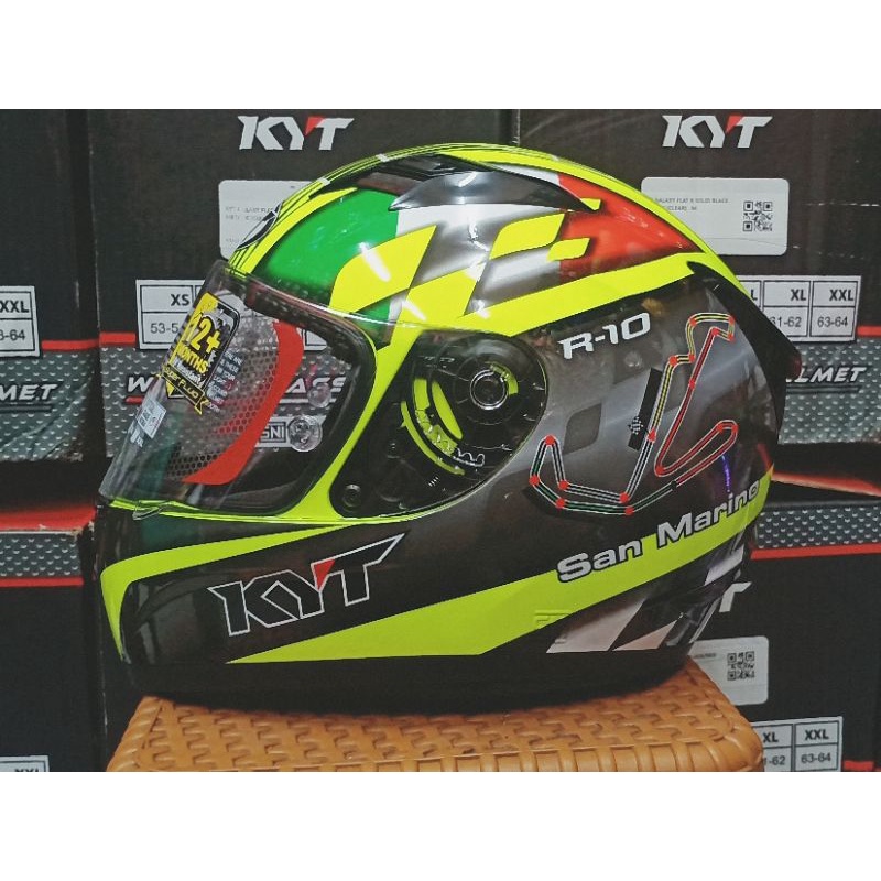 HELM FULL FACE KYT R10 SIRCUIT SAN MARINO FLAT VISOR