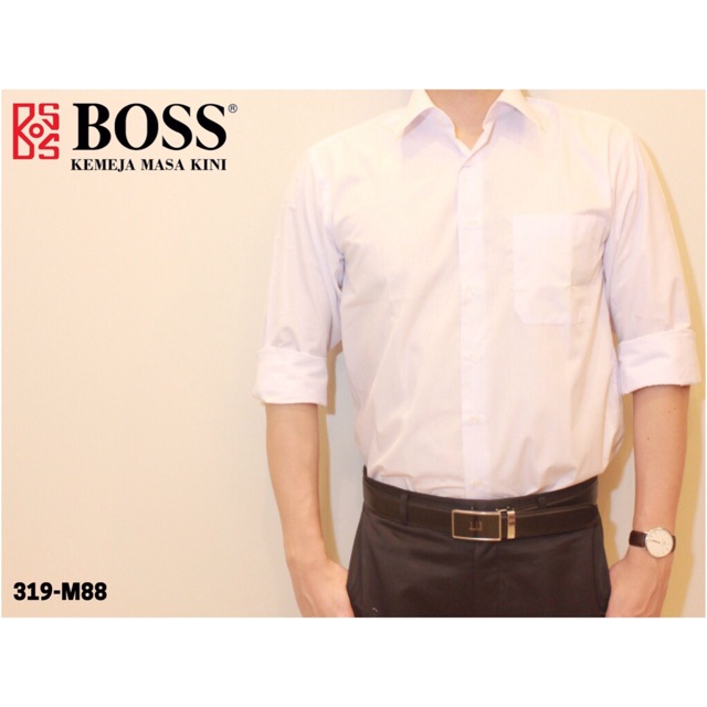 Kemeja lengan panjang polos merk boss 319-M88-Putih