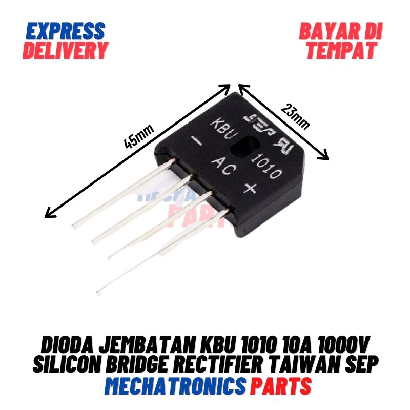 [PAS-9037] Dioda Jembatan KBU 1010 10A 1000V Silicon Bridge Rectifier Taiwan SEP