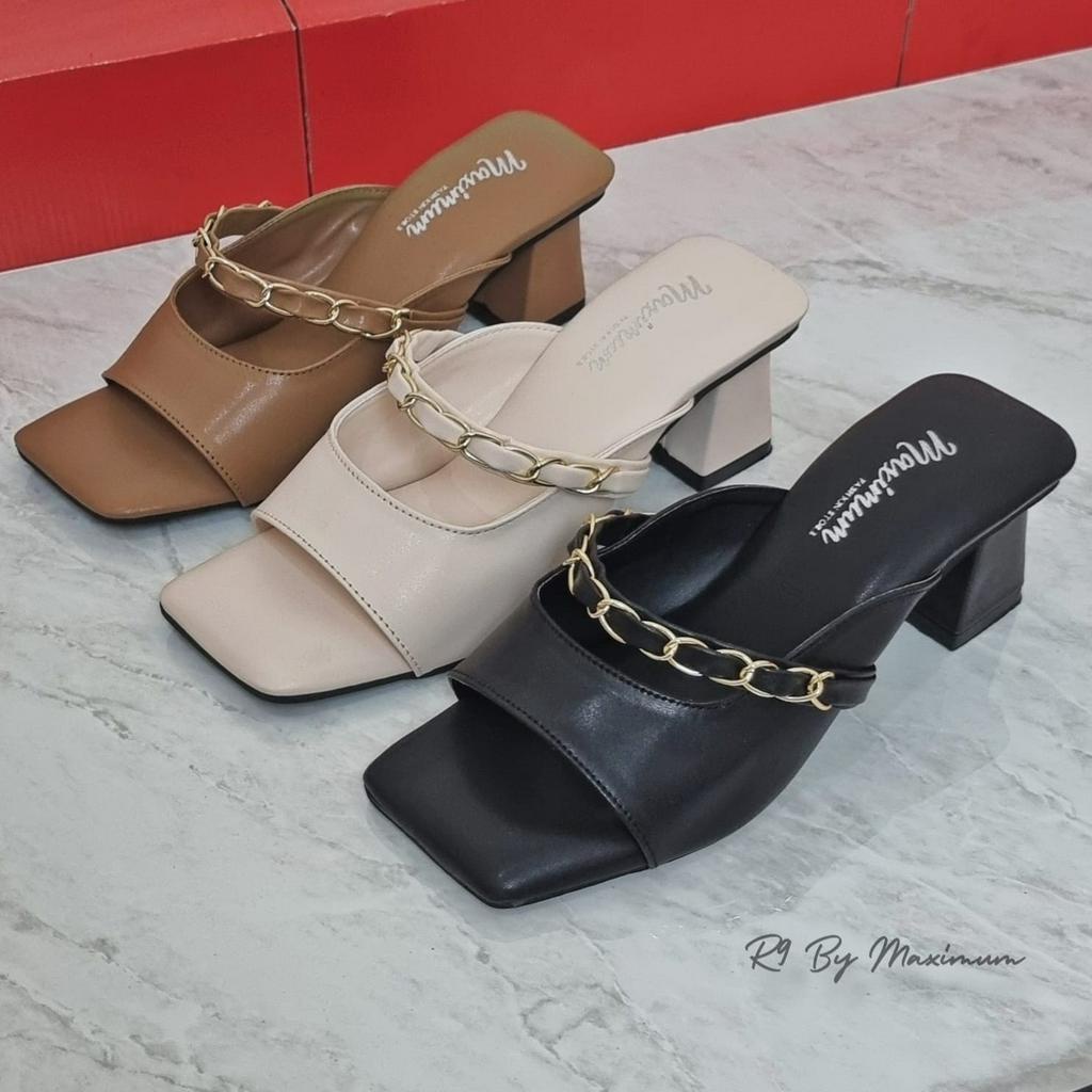 R9 MAXIMU - Estela  Sandal Wide Strap Heels Tali Rantai