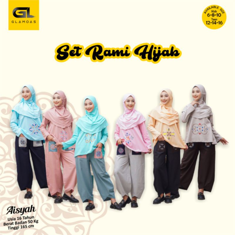 Setelan Baju Anak Perempuan Ramy Hijab GLAMOAS 12 14 16