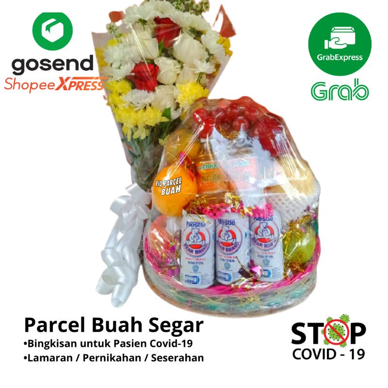 Jual Parcel Buah Segar plus BB , UC dan Boquet Bunga / Bingkisan Buah