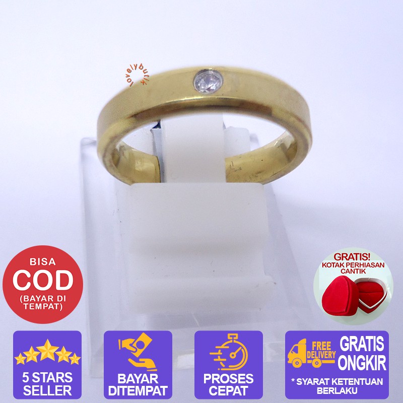 Lovelybutik Vinca Cincin Tunangan Couple Titanium Anti Karat BONUS KOTAK PERHIASAN Isi 1 Pcs