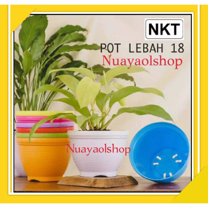 Pot Bunga/Pot Tanaman/Pot Bunga Plastik/Vas Bunga/Pot Warna Warni 18cm