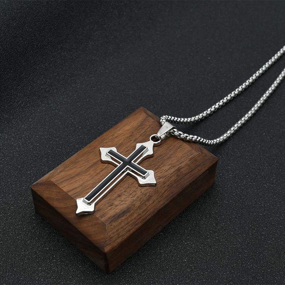 Needway  Party Gifts Cross Necklaces Vintage Clavicle Chains Men Necklaces Punk Stainless Steel Fashion Cool Gothic Street Style Cross Pendants/Multicolor