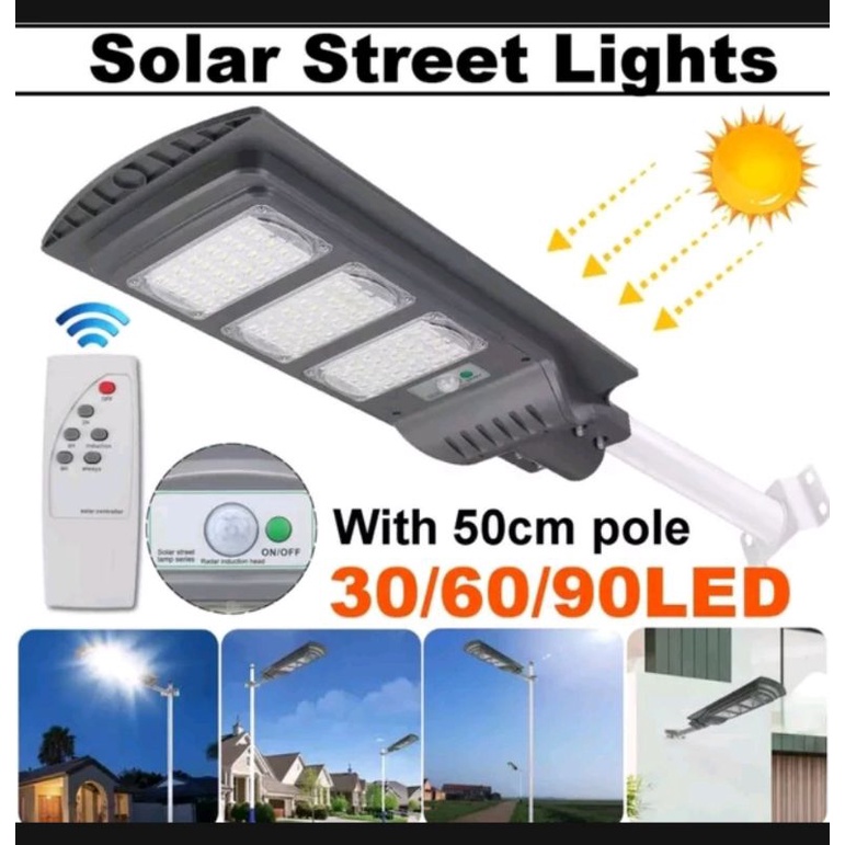pju 90 watt led lampu penerangan jalan dan taman solar cell lengkap breket tiang