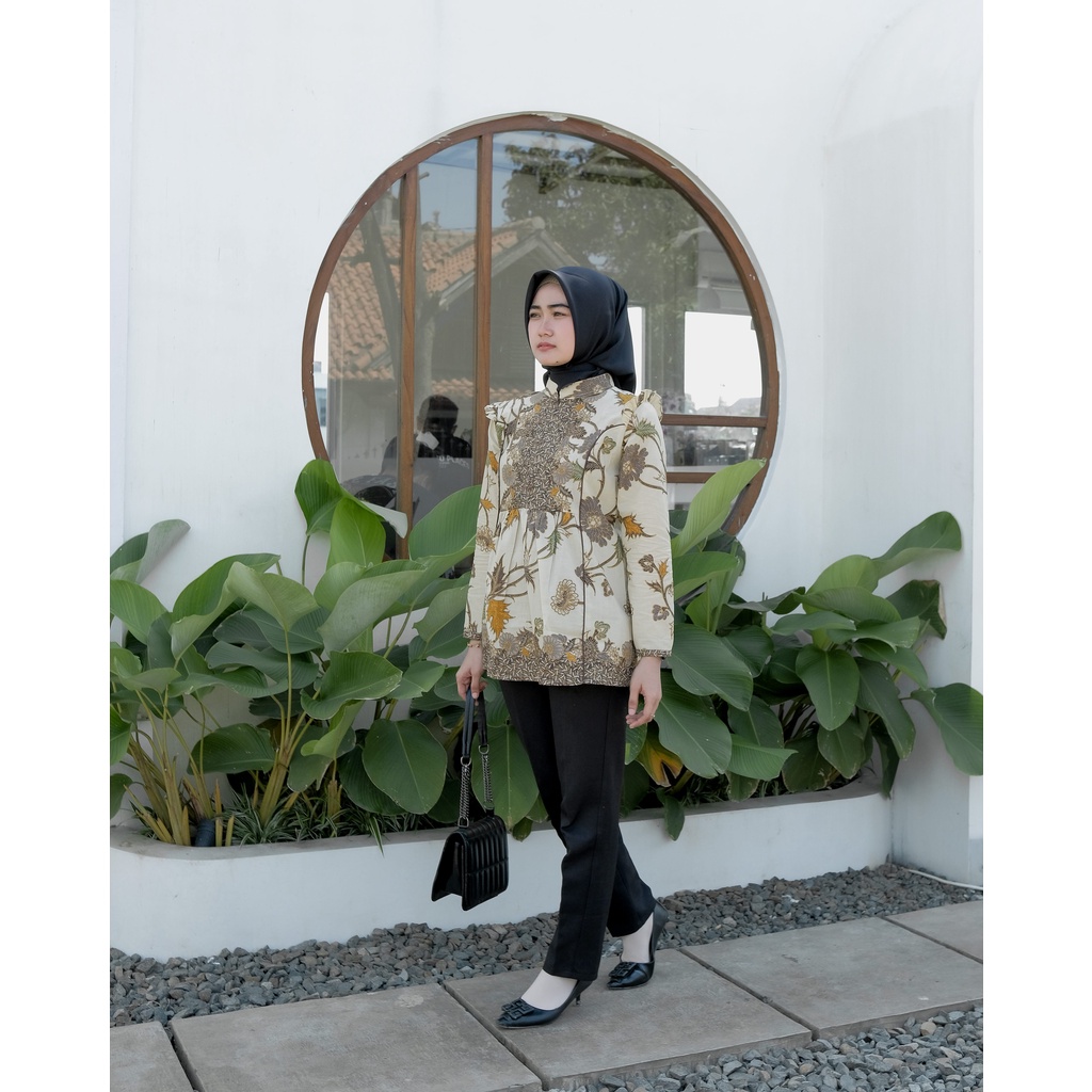 Batik Alina Intana Blouse Baju Batik Wanita Modern S M L XL XXL Atasan Batik Modern Batik Kerja