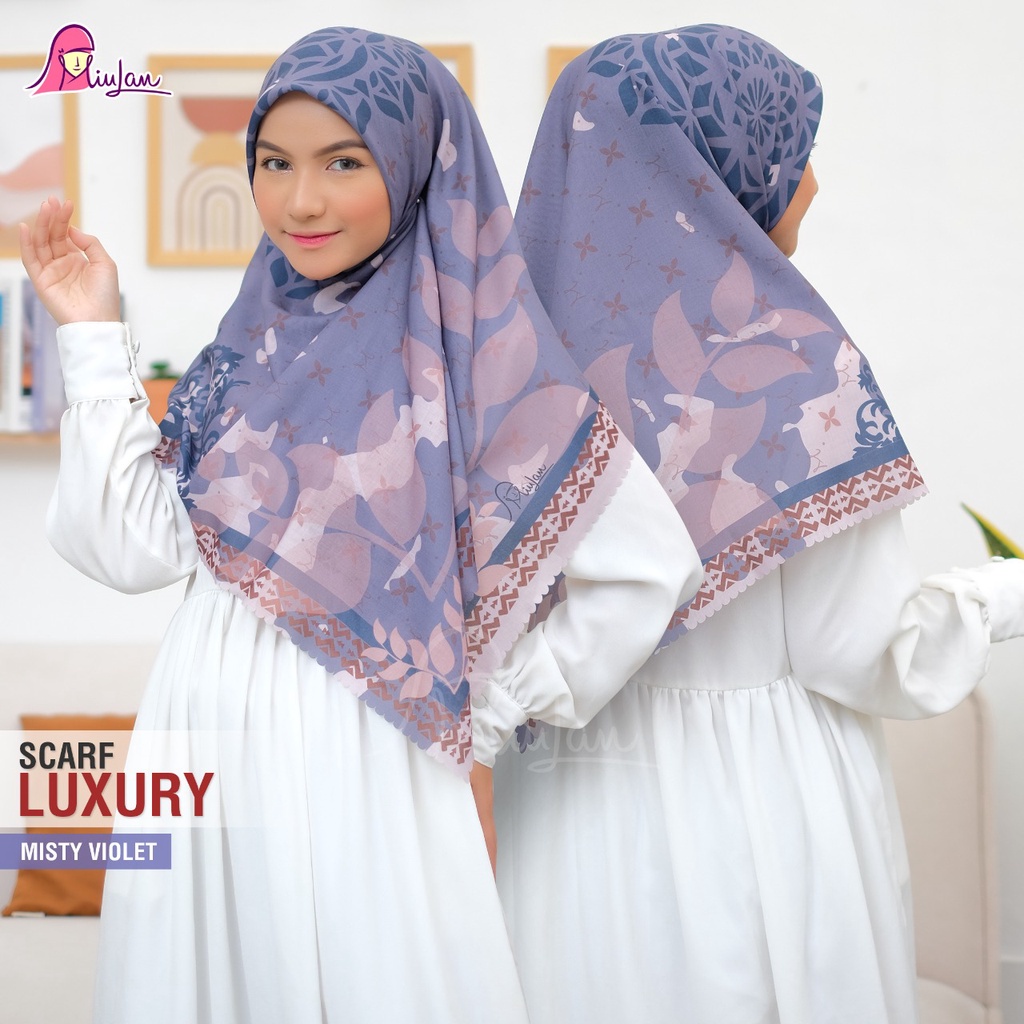 Scraft Luxury Premium Segi Empat Miulan Jilbab Voal Twill Miulan Hijab Motif Cantik