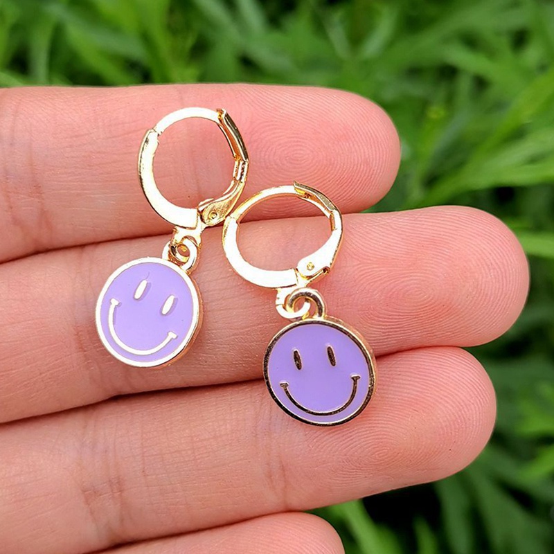 Lost Lady Fashion Korean Smiling Face Dangle Earrings Cute Coin Round Earrings For Women Party Jewelry Gift Accessories