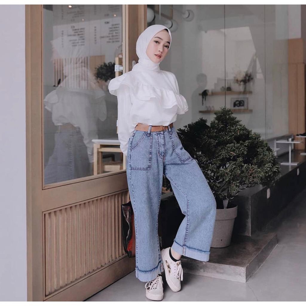 Tq88indonesia Fashion Celana Kulot Jeans Wanita Terbaru / Yolize Kulot Jeans / Celana Jeans Keinian / Celana Santai Wanita / Ootd / Celana Kaki Lebar