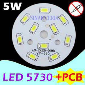 5W LED 5730 SMD Putih + PCB Heatsink Aluminium paket siap pakai