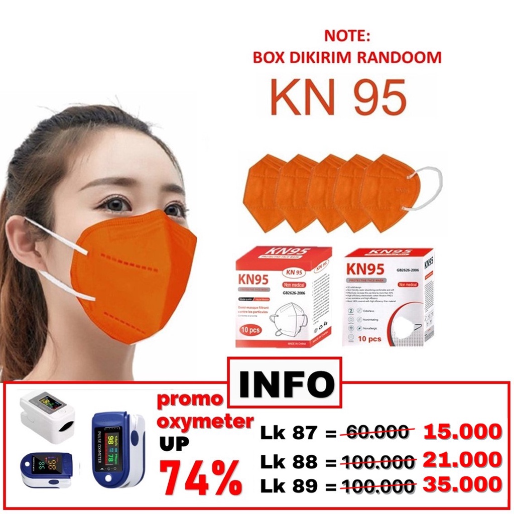 HC Masker KN95 Isi 10Pcs Earloop Protective Mask 10 Pcs Masker Kesehatan Mask Korea Kemasan Box-HC5205 OREN 10