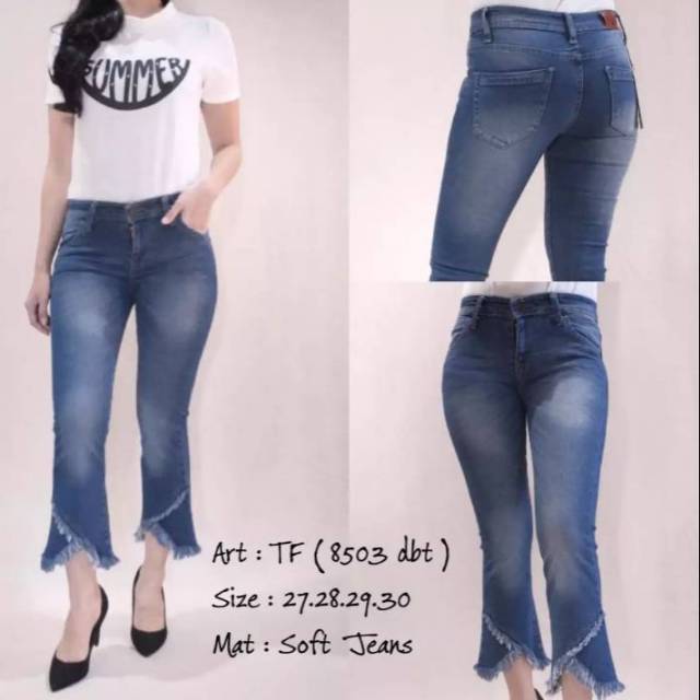  3 WARNA CAHAYA Celana  jeans  wanita cutbray  kaki rawis 