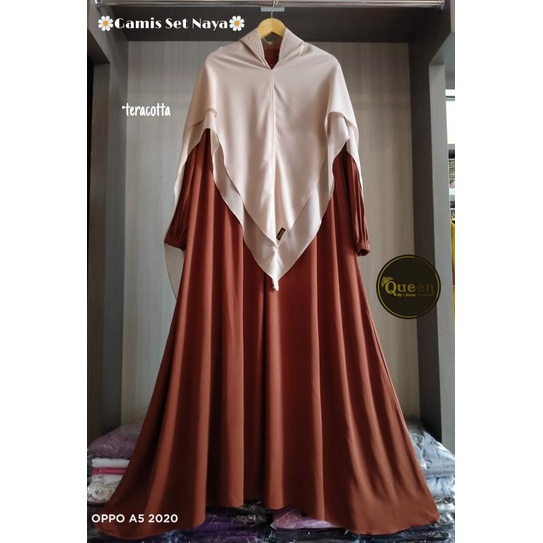 Setelan Gamis Syar'i / Setelan gamis twill dan khimar syar'i / Set gamis naya original produk queen 