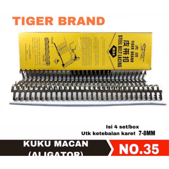 Tiger Steel Belt Lacing Aligator Kuku Macan No 35