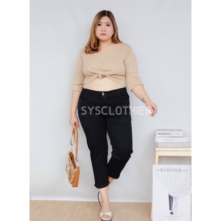 CELANA JEANS WANITA 7/9 RAWIS BLACK SUPERBIG