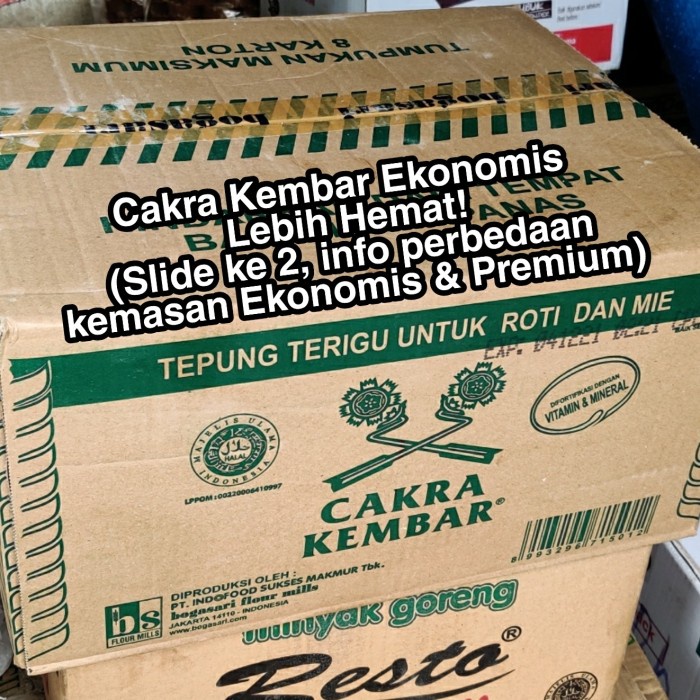 

PROMO [COD] Terigu Cakra Kembar Ekonomis Kemasan 1kg Dus Karton isi 1 kg x 12pcs