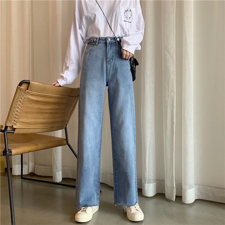 Celana Panjang Boyfriend Jeans Wanita Highwaist Biru Rawis Jeans