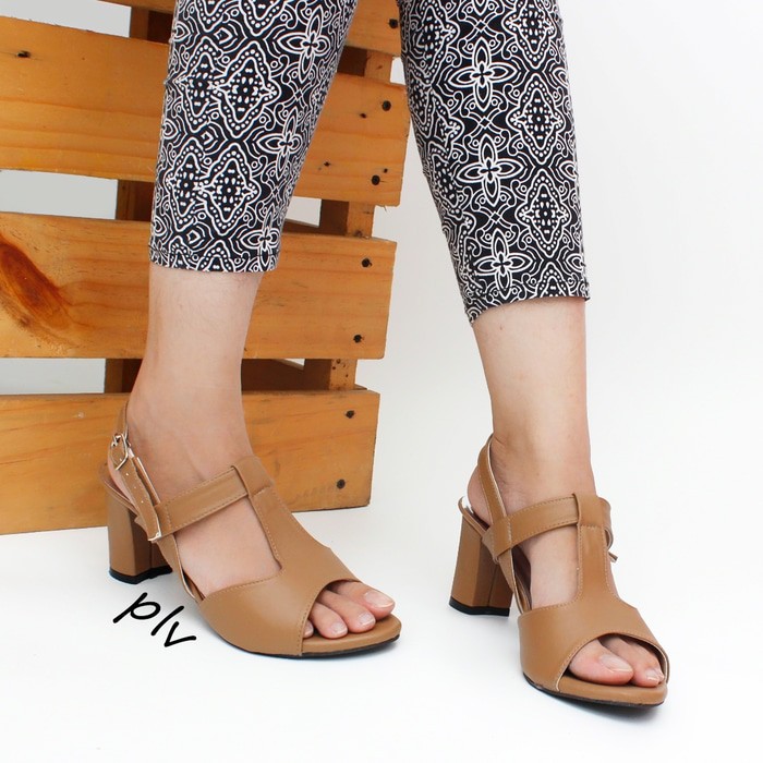 Original    High Heels Vintage T-Strap KN02 Moka Murah