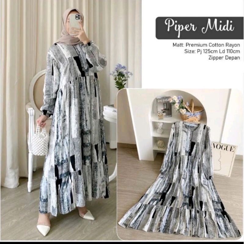 gamis midi motif terbaru