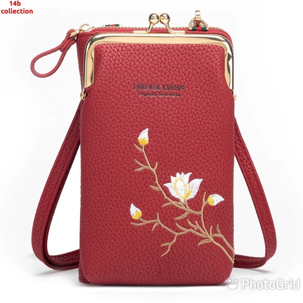 Tas selempang hp premium bunga bordir mewah Embroidery