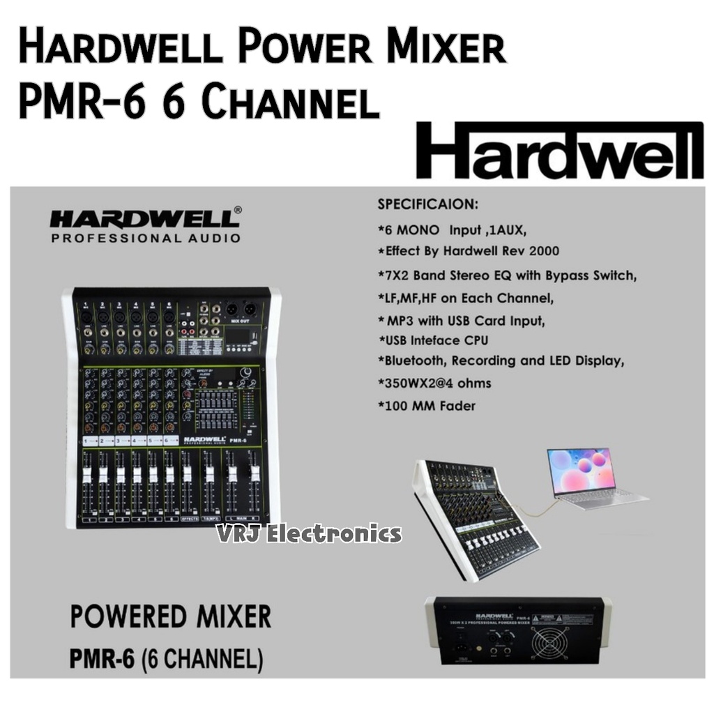 Power Mixer Hardwell PMR-6 6 Channel PMR6 PMR 6