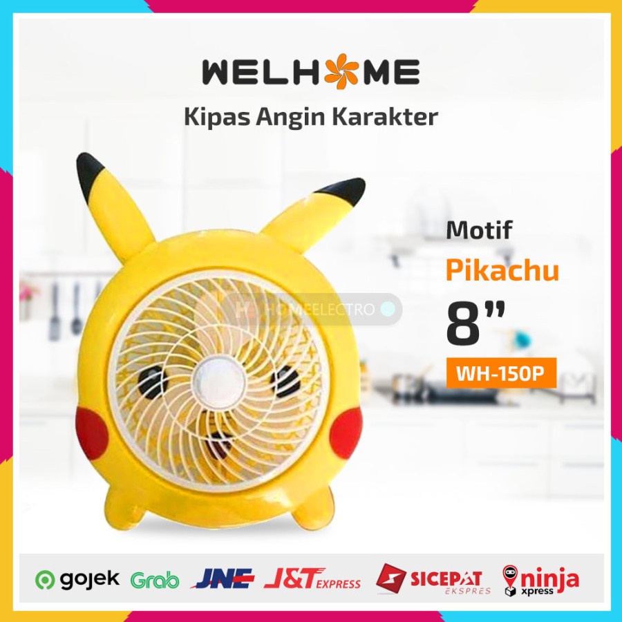 Welhome Kipas Angin Karakter PIKACHU WH-150P - Kipas Duduk 8 inch