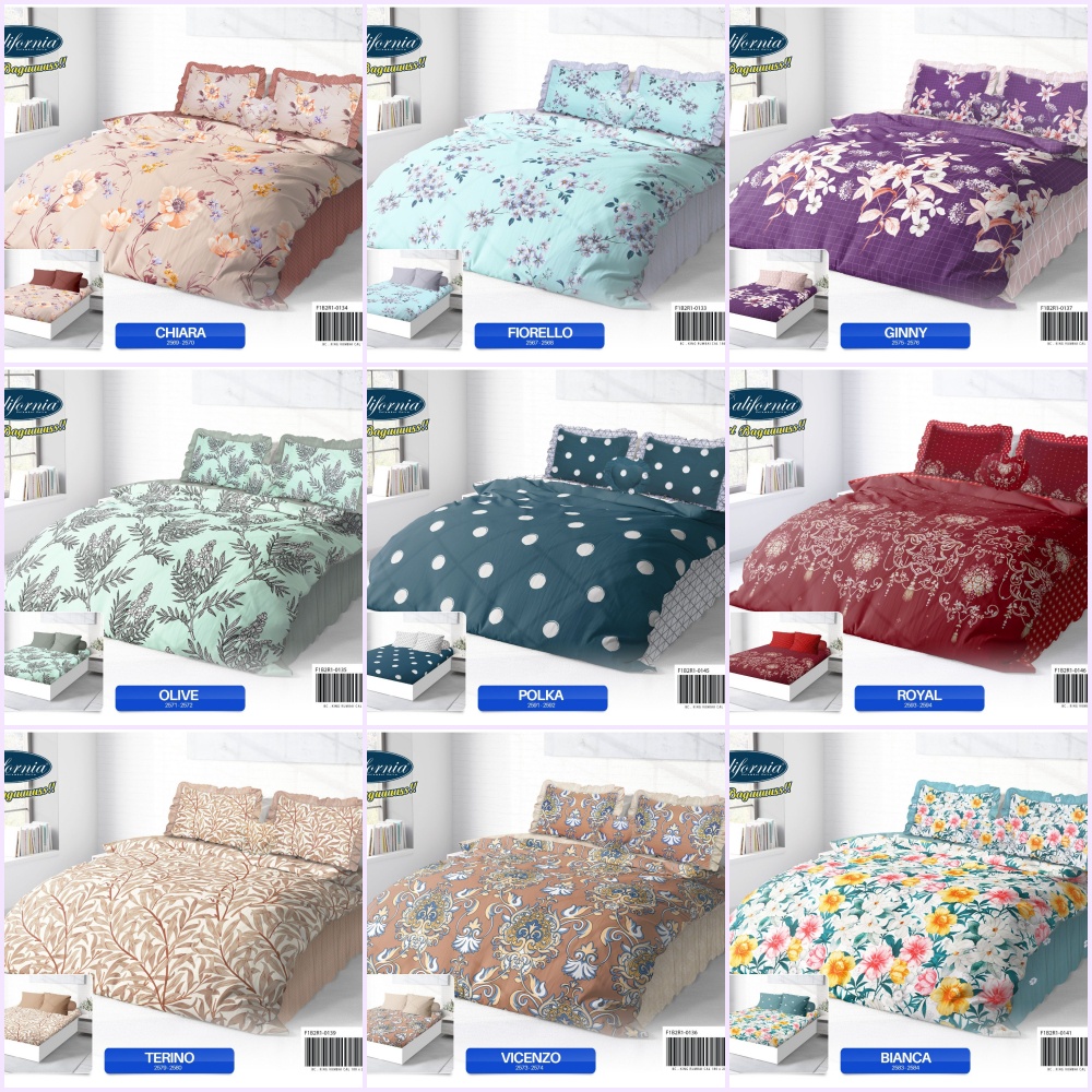 CALIFORNIA - Bed Cover King (180x200) Terlaris pilihan (A)