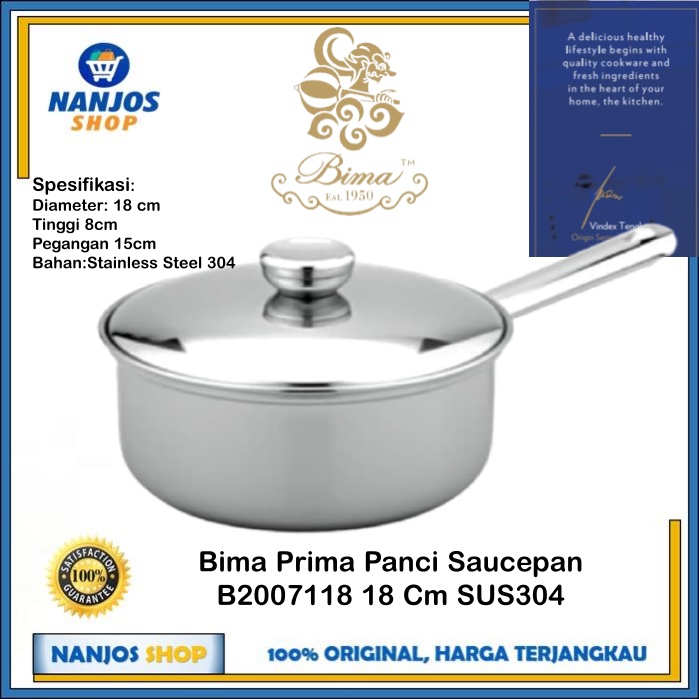 Bima Panci Saus Prima Saucepan Saucepot Inox Premium 18cm B2007118