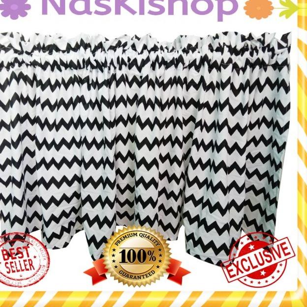 ➳ Gorden kolong dapur hordeng meja bawah dapur tanpa poni - Zigzag hitam, L 50X75CM ✴