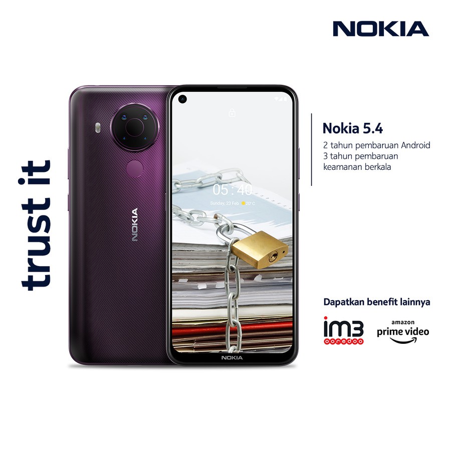 NOKIA 5.4 RAM 6/64 GB SNAPDRAGON 662, GARANSI TAM RESMI, ANDROID 11, BATERAI 4000mAh, NFC, TYPE C