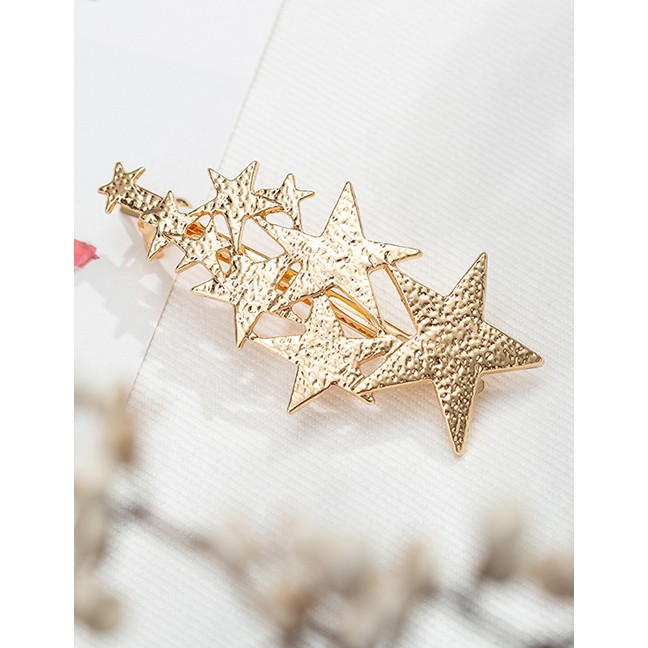 LRC Aksesories Rambut Fashion Small Five-pointed Star Metal Hollow Geometric Hair Clip F59916