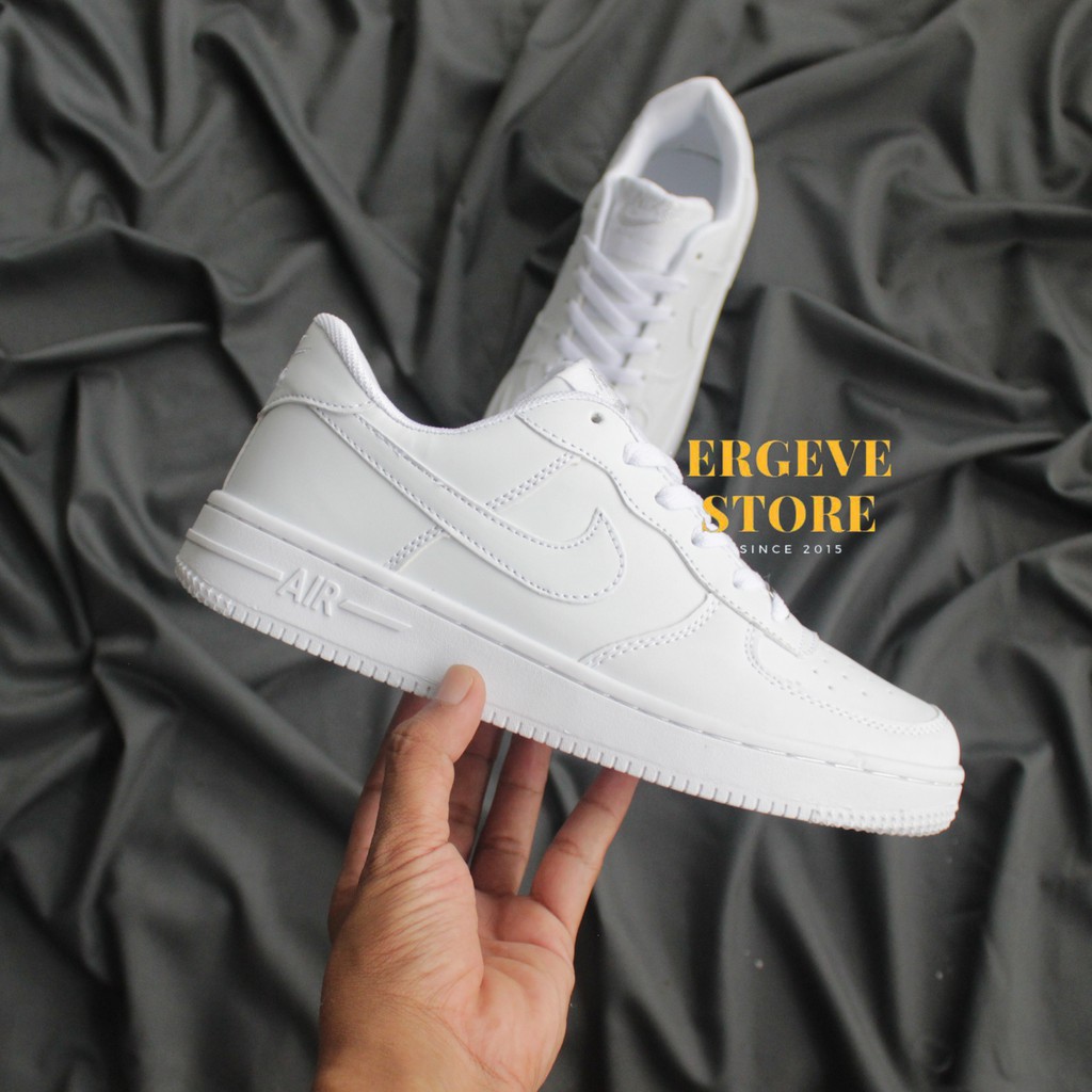 MAN & LADIES SEPATU PUTIH AIR FORCE 1 LV8 MID LOW PUTIH POLOS WANITA SNEAKERS FULL WHITE BROWN-FULL WHITE