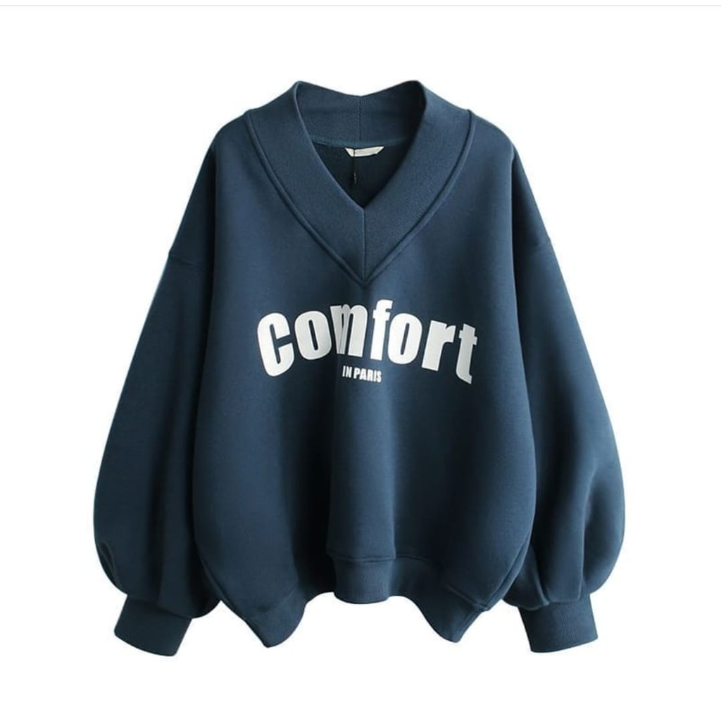 SWEATER WANITA - COMFORT CREWNECK SWEATER - SWEATSHIRT SWEATER OVERSIZE