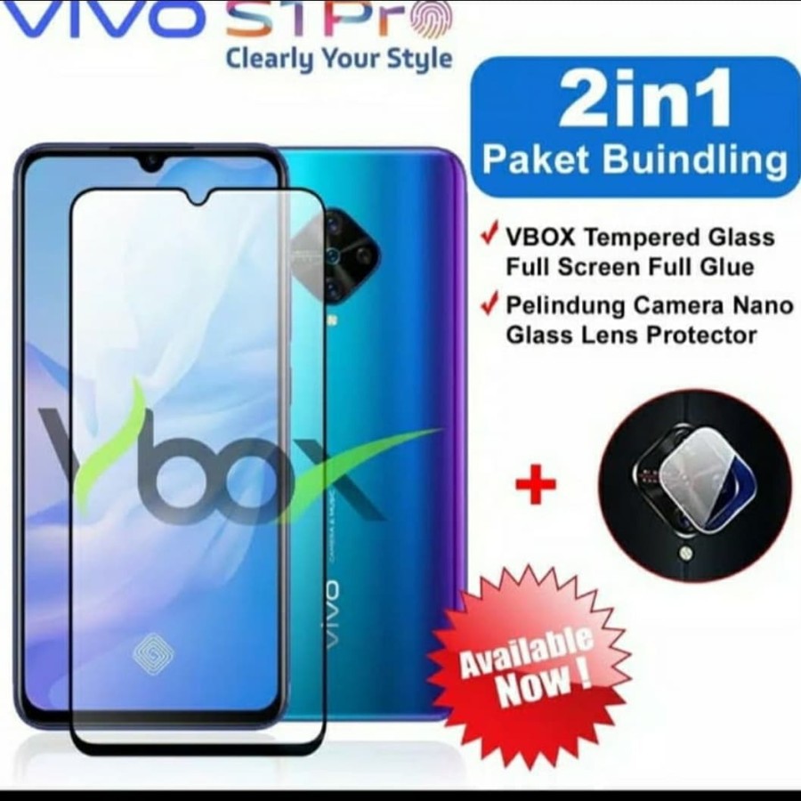 Tempered Glass 9D VIVO S1 PRO + Tg Lensa Camera 2in1