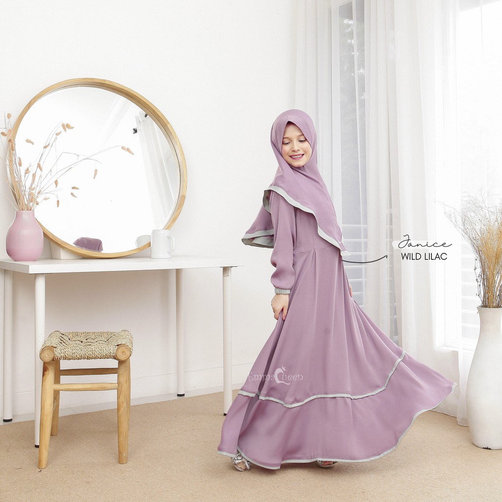 EmmaQueen - Set Dress Muslim Anak Janice-Wild Lilac